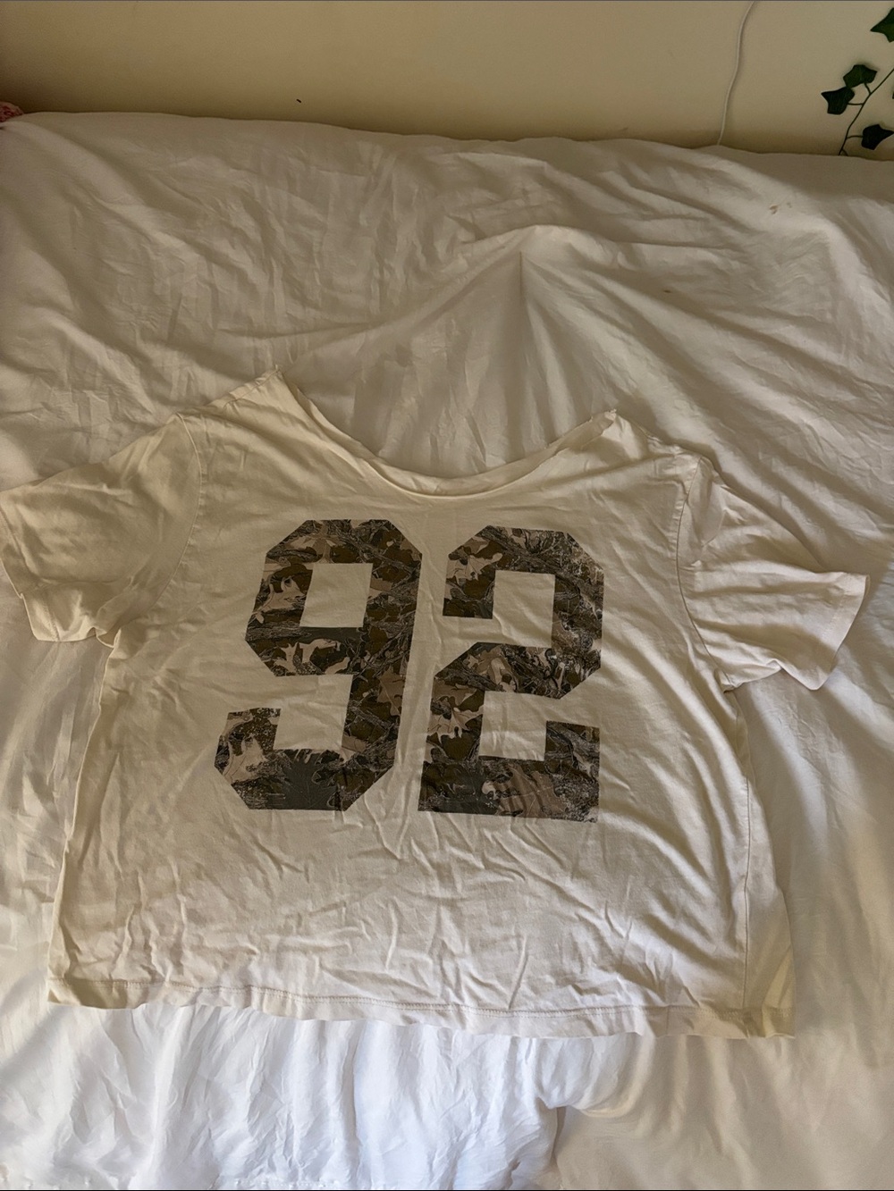 T.J.Maxx White Short Sleeve Tee with Camo '92' Graphic